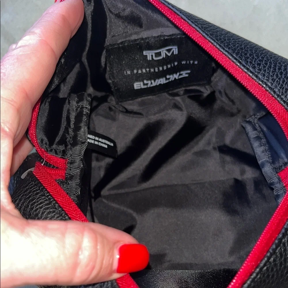 TUMI Textured Black Faux Leather toiletrie / travel bag